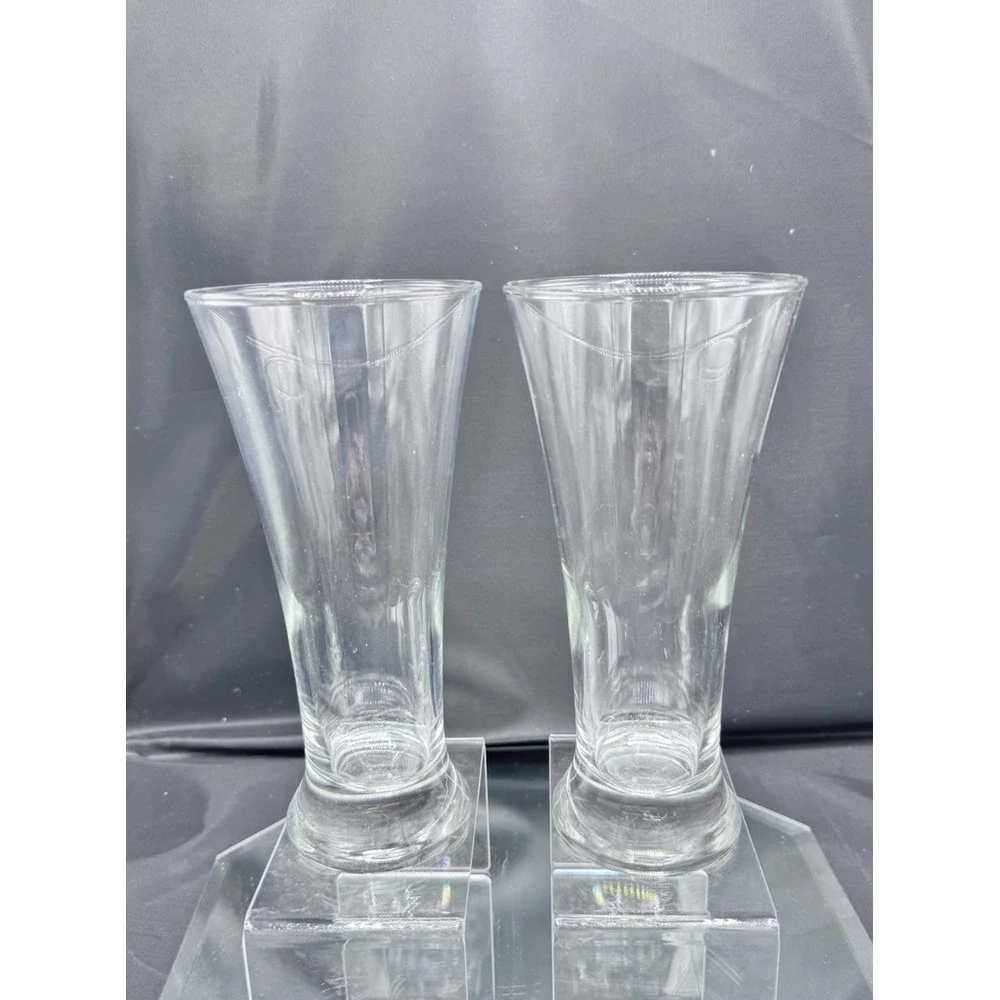 Vintage Libbey Flare Beer Glasses Clear Glass‎ Pilsner Set Of 2